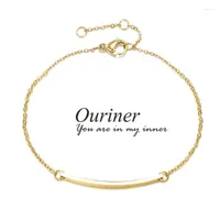 Ссылка цепочка Ouriner Bar Bar Bracelets 316L браслет из нержавеющей стали минималистской для женщин регулируемая длина Fawn22
