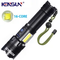 High Power Torch 16 Core Rechargeable Led Flashlight COB Light XHP 160 Torch Zoom 7 Modes Usb Lantern For Camping Work Emergency