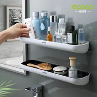 Ecoco Badezimmerregal Lagerhalterhalter Wandmontage Shampoo Gewürze Dusch Organizer Badezimmerzubehör mit Handtuchstange 220811