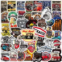50pcs hot rod sticker adesivi antica auto graffiti per autoadesivi per i bagagli fai da te skateboard moto bicicletta adesivi per biciclette