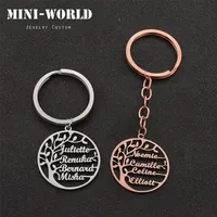 Miniworld Tree of Life Custom Keychain con 16 nombre de joyería personalizada Miembro de la familia Like anillo del regalo para la madre esposa 220622
