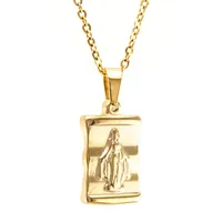 Colliers pendentiels Collier Femmes en acier inoxydable The Virgin Mary Saint Bijoux Choker Gold Color Cable Rolo Chaîne Collare de Modapendant
