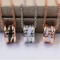 Fashion designer jewelry roman numeral ceramic pendant necklaces rose gold stainless steel mens womens necklace love with gift bag241d