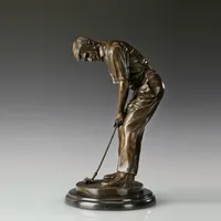 Superior Bronze Golf Man Statue Modern Male Sport Sculpture Art Classy Business Gift Office Desktop Decoration
