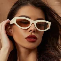 النظارات الشمسية Cat Eye Simplicity Oval Women Man Retro Brand Grands Wide Beige Peminies Sunglass UV400 Driving Shadessunglasses Samu22