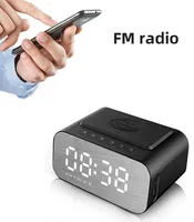 Bluetooth SoundBar Portable Speakers Alarm Clock LED Display med FM Subwoofer Trådlös telefonladdare Högtalare Hifi Soundbox Speakerset TF Aux Cable Player