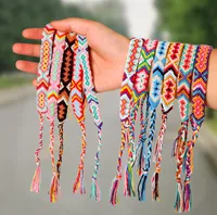 Vintage Bohemio de 1.4 cm Ancho trenzado Cuerda de algodón brazalete Pulsera de amistad Anklet Bracelets Joyería de verano