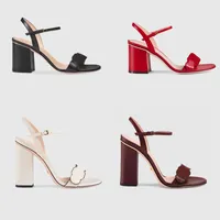 Sandalia de s￡ndalo alto vestido de cuero zapatos de boda zapatos sexy letras dobles sandalias sandalias damas zapatos de s￡ndalo de tac￳n no21