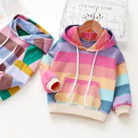 Girl Hoodies طفلة ملابس الربيع الخريف أطفال هوديي للفتيات من النوع الثقيل للأطفال الطويل الأكمام قمصان T striped 200923313c