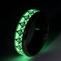 Wedding Rings Luminous Fluorescent Glowing Engagement Ring Men Stainless Steel Finger Heart Masonic For Women Glow In The DarkWedding