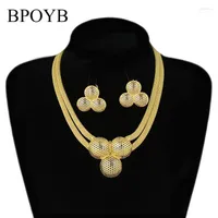 Oorbellen ketting bpoyb dubai vrouw grote set solide puur goud au750 kleur sieraden mode shamrock ontwerp er groothandel half22