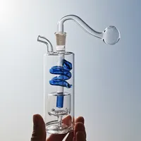 Hookahs Glass Bongs Bubbler Ash Catcher bong Small Rigs Smoking dab rig 5 inch Mini percolator Bongs Glass Water Pipes with 10mm Male Oil pot and hose Yellow Blue