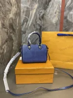 Denim Jacquard Navy Blue Speedy Bandouliere 30 25 20 16 cm Boston Bag Super Mini Designer Frauen Crossbody 2022 Luxurys Griff Tasche
