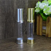 100pcs lot 10 ml Silver Gold Airless Bottle Plastic Lotion Bottles with Pump for Cosmetic Packaging262Z