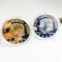 Trump 2024 Gold Coin Save America Again à nouveau Badge de métal artisanal Double couleur en gros