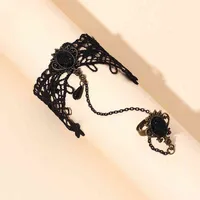 Dark wind ins new accessories flower lace bracelet ring integrated hand woven Bracelet