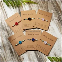 Charm Bracelets Jewelry Rinhoo Make a Wish Colorf Natural Stone Woven Paper Card Bracelet Lucky Red String Face Fashion Drop Del