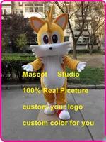Två Tail Fox Mascot Kostym Hedgehog Custom Fancy Costume Anime Kits Mascotte Fancy Dress Carnival 41558