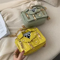 Evening Bags Oil Leather Jacket Small Suit Bag 2021 Spring And Summer Woman Chain Shoulder Designer Fashion Messenger248w