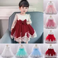 Casual Dresses Baby Girls Birthday Party Lace Tulle Flower Gown Fancy Dridesmaid Dress Fluffy Wedding Princess Gifts Children ClothesCasual