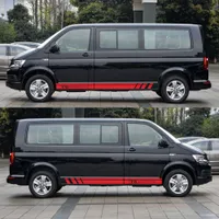 Doordash 2PCS Car Door Stickers for VW TRANSPORTER T5 T6 Side Skirt Stripes Racing Auto Body Graphical Vinyl Decor Accessories