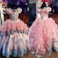 Vintage Gothic Flower Girls dresses Blush Pink Lace-up Corset Victoria Little Princess Toddle Infant Girls Communion Gown