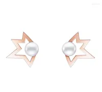 Stud Rose Gold Pearl en Star Pendant Earring met kubieke zirkonia stenen ketting ketting voor vrouwen choker sieraden set bruiloft cadeau odet22