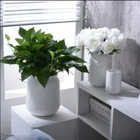 Vaso de 35cer￢mico moderno para decora￧￣o de casa vaso de mesa de mesa branco preto amarelo color206z