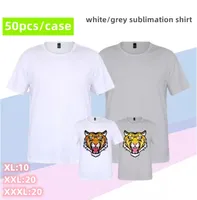 US Warehouse Sublimation White Mix Grey T-Shirt Mix Größe Herren Teenager Kurzarm T-Shirt Stoff Sommer Einfacher hochwertiger Baumwoll-Freizeitkleidung B7