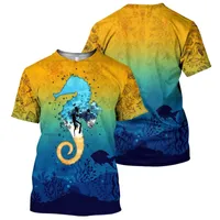 Herren Sommersport 3D Printed T -Shirt Unisex Diving Art Sweatshirt Casual Mode Kurzarm Crew Neck Street Top 6xl 220617