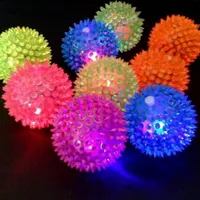 1pc Flashing Light Puppy Dog Cat Pet Hedgehog Rubber Ball Bell Sound Ball Fun Play Toy Led Light Squeaky Chewing Balls237n