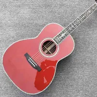 Anpassad solid gran Top Acoustic Electric Guitar 100% Life Tree Inlay All Real Abalone Binding in Wine Red300p