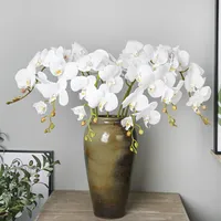 Artificial Silk White Orchid Flowers High Quality Butterfly Moth Fake Flower for Wedding Party Home Festival Decoration230O