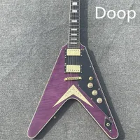 Flamethrower Flying v Ultima Fire Tiger Glos Purple Electric Guitar Floyd Rose Sharevico Instrict