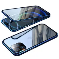 360 Full Tempered Glass Magnetic Adsorption Phone Cases For iPhone 12 Pro Max 13 11 XS XR X 8 7 6 6S Plus210S