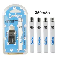 Cookies Vape Battery 350mAh Rechargeable 510 Thread Preheating Oil Cartridges Vapes Pens Battries Adjustable Voltage with USB Charger Blister Packaging