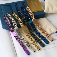 Pulsera de diseñador Link Womem Men 6 Color Bracelets 316L Joyería de gargantilla de acero inoxidable Cadenas pulidas altas con caja