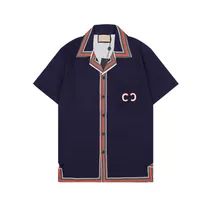 2022 Lüks Tasarımcı Gömlek Plaj Şortları Mens Moda Mektup Baskı Bowling Gömlek Erkekler Kısa Kollu Hawaii Elbise Gömlek İş Hemd Giyim M-3XL