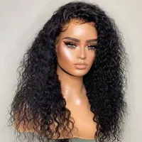 Invisible Real hd Transparent lace water wave 13x4 frontal lace wig pre plucked curly natural human hair 150% density