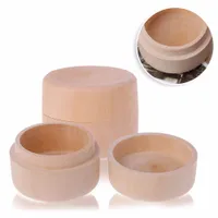 1pc Portable Vintage Round Natural Wooden Jewelry Storage Box Ring Earrings Container Storage Case New Arrival C0702G1