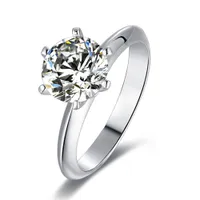 Anéis de banda com alianças de casamento de cristal de diamante de moissanite Luxo 925 prata esterlina seis garra 2.0 ct anel brilhando jóias atraentes pt950t banhado