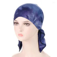 Ballkappen Fashion Print Kopftuch für Frauen Muslim Stretch vorgebundene Turban-Bandanas Haarzubehör Kopf Wrap Cancer Motorhaube Capball