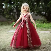 أزياء الأطفال السهرة الحمراء في الفساتين الفتيات الأميرة الراقية فستان الفتيات استضافة البيانو