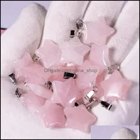 Charms Natural Crystal Opal Rose Quartz Tigers Eye Stone Star Shape Pendant Diy Earrings 목걸이 보석 제조 Nanashop Dhybi