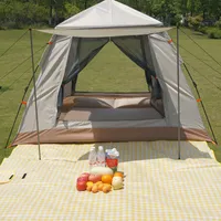 야외 그늘 텐트 4 5 사람은 자동으로 텐트를 열어 야외 캠핑 홈 텐트를 늘리고 두껍게합니다.