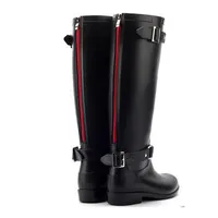 Punk Style Zipper Tall Boots Women's Pure Color Rain Boots Outdoor Rubber Water shoes For Female 36-41 Plus size3409