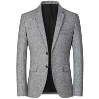 2022 Autumn Men Plaid Blazers Clothing Classic New Solid Slim Fit Business Suit Jackets Formal Office Social Casual Blazer L220702