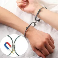 Link Chain 1Pair magnetiska par armband rep flätade kinesiska idiomer varjeare älskare smycken armband
