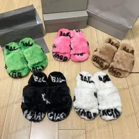 Designer Women Ladies Wool Alphabet Slippers Slides Fur Fluffy Furry Warm letters Sandals Comfortable Fuzzy Girl Flip Flop Slipper Slide
