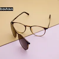 bauhaus Magnet Eyeglasses Full Rim Optical Frame Prescription Spectacle Round Vintage Myopia polarization Sunglasses Anti 220620